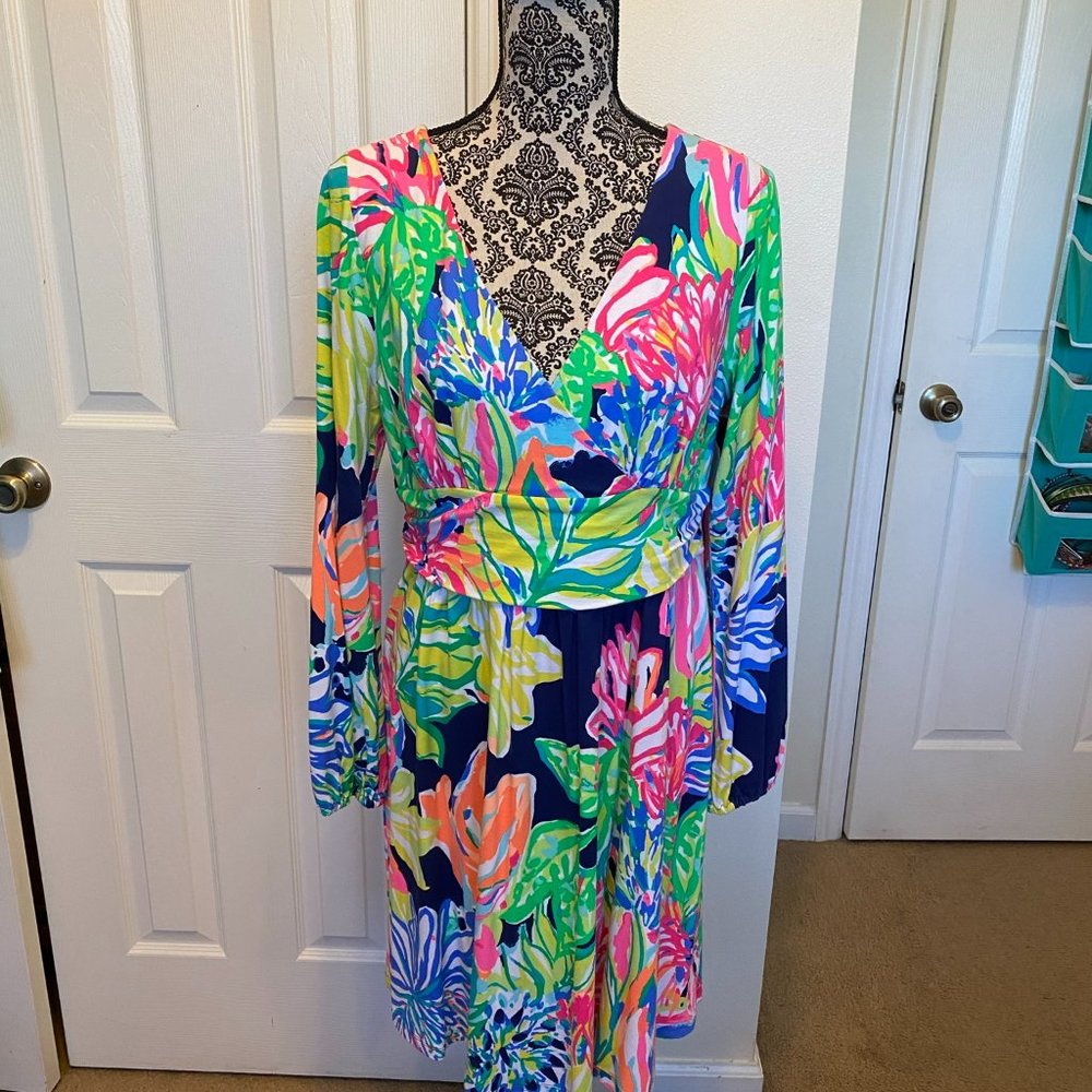 Lilly Pulitzer Fleur Dress, Travelers Palm, XL